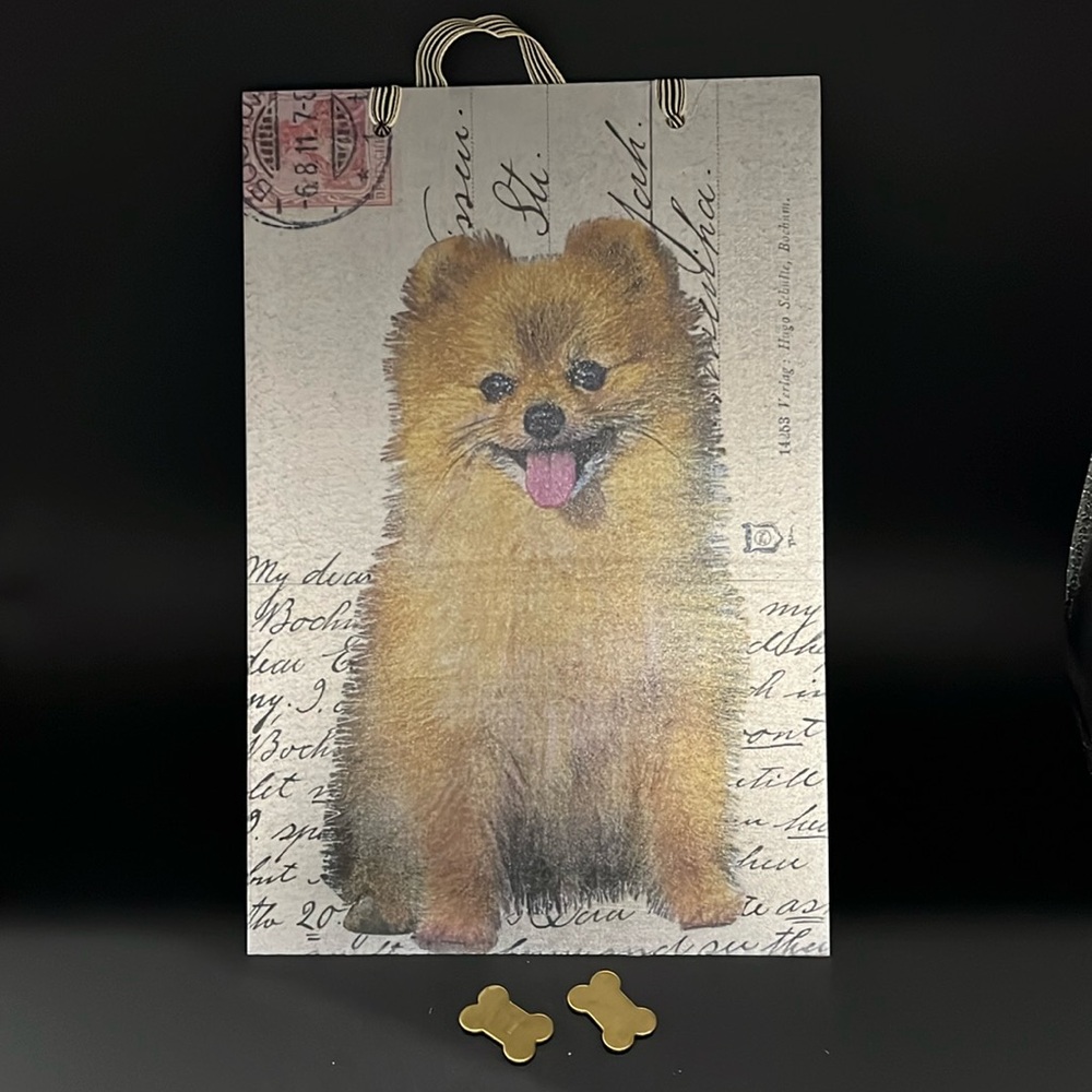 Pomeranian Vintage Postcard Magnet Board – Unique Dog Lover Art